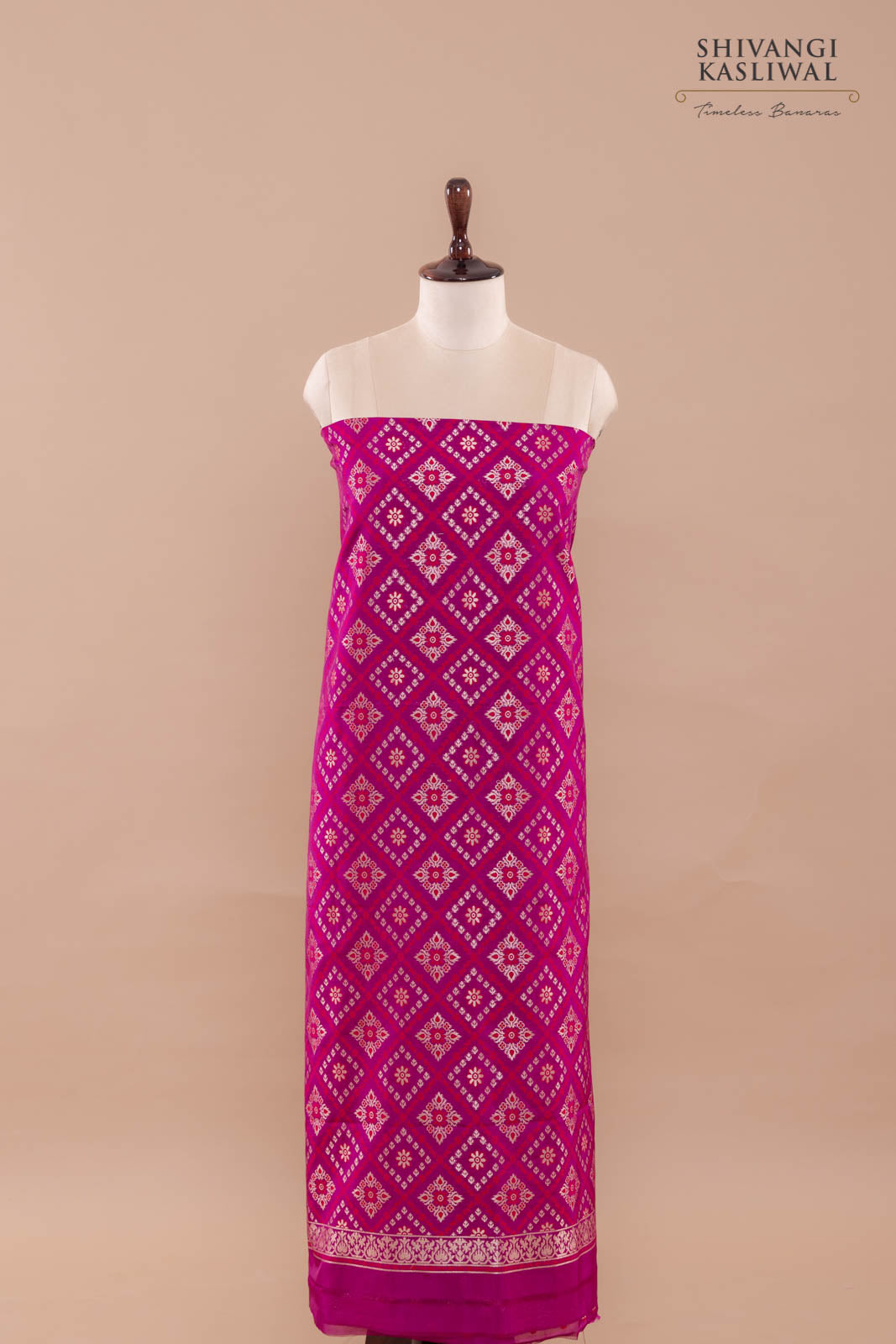 Magenta Pink Handwoven Banarasi Silk Suit Piece