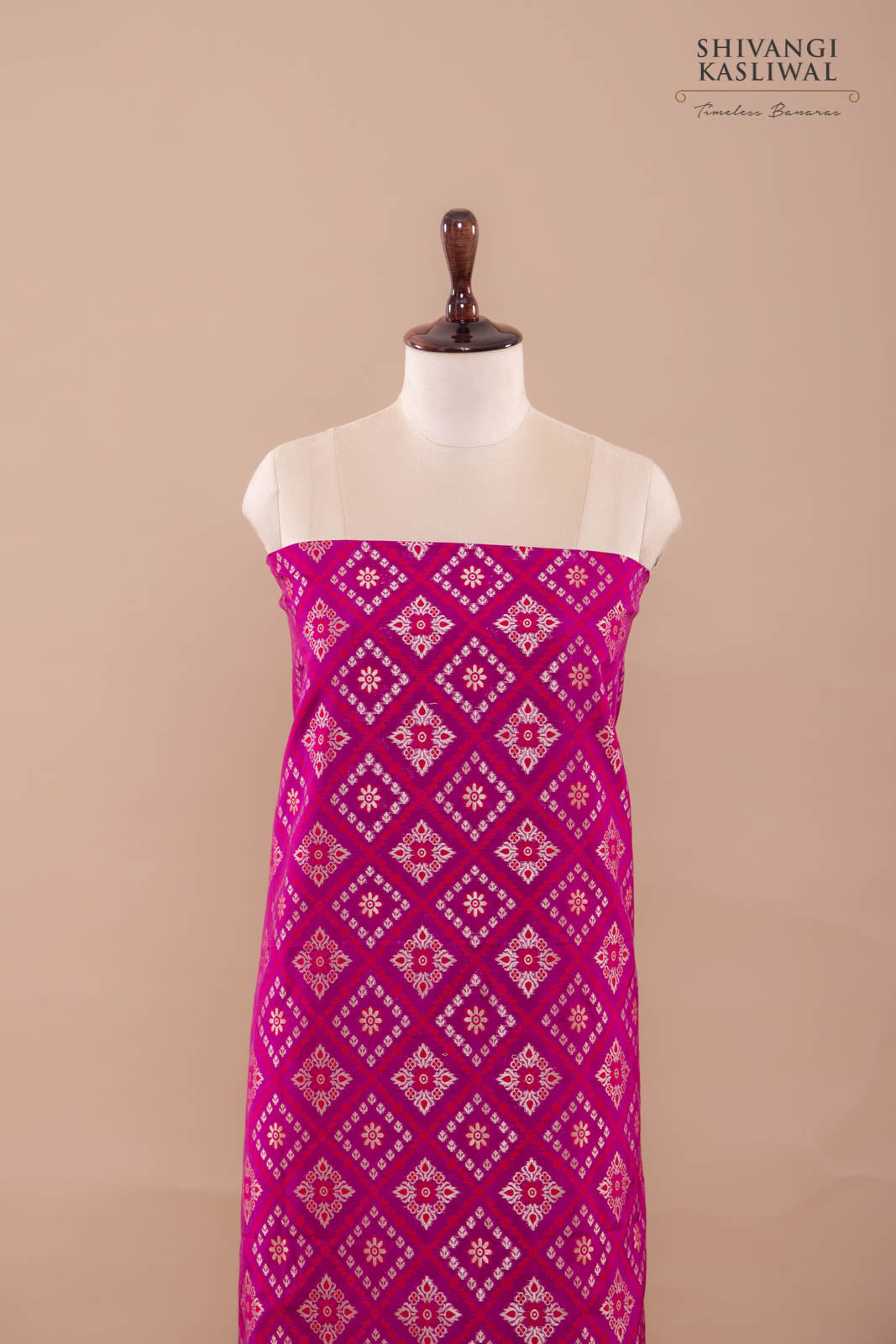 Magenta Pink Handwoven Banarasi Silk Suit Piece