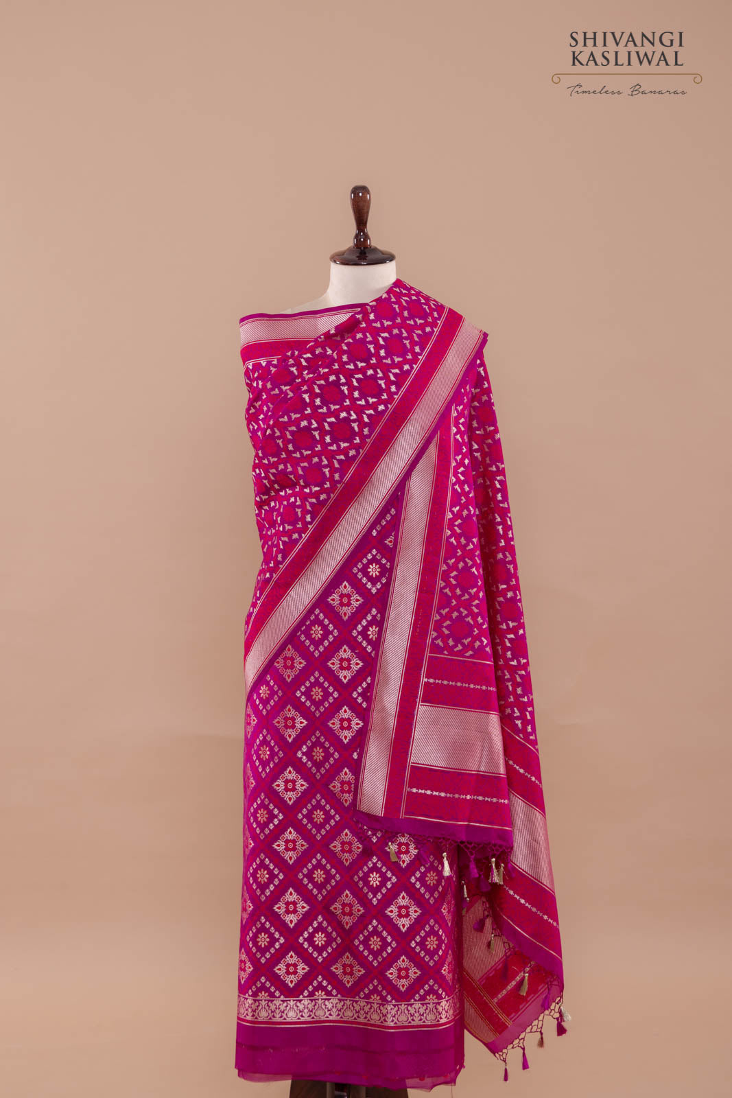 Magenta Pink Handwoven Banarasi Silk Suit Piece