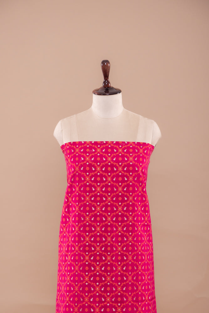 Pink Dual Tone Handwoven Banarasi Silk Suit Piece