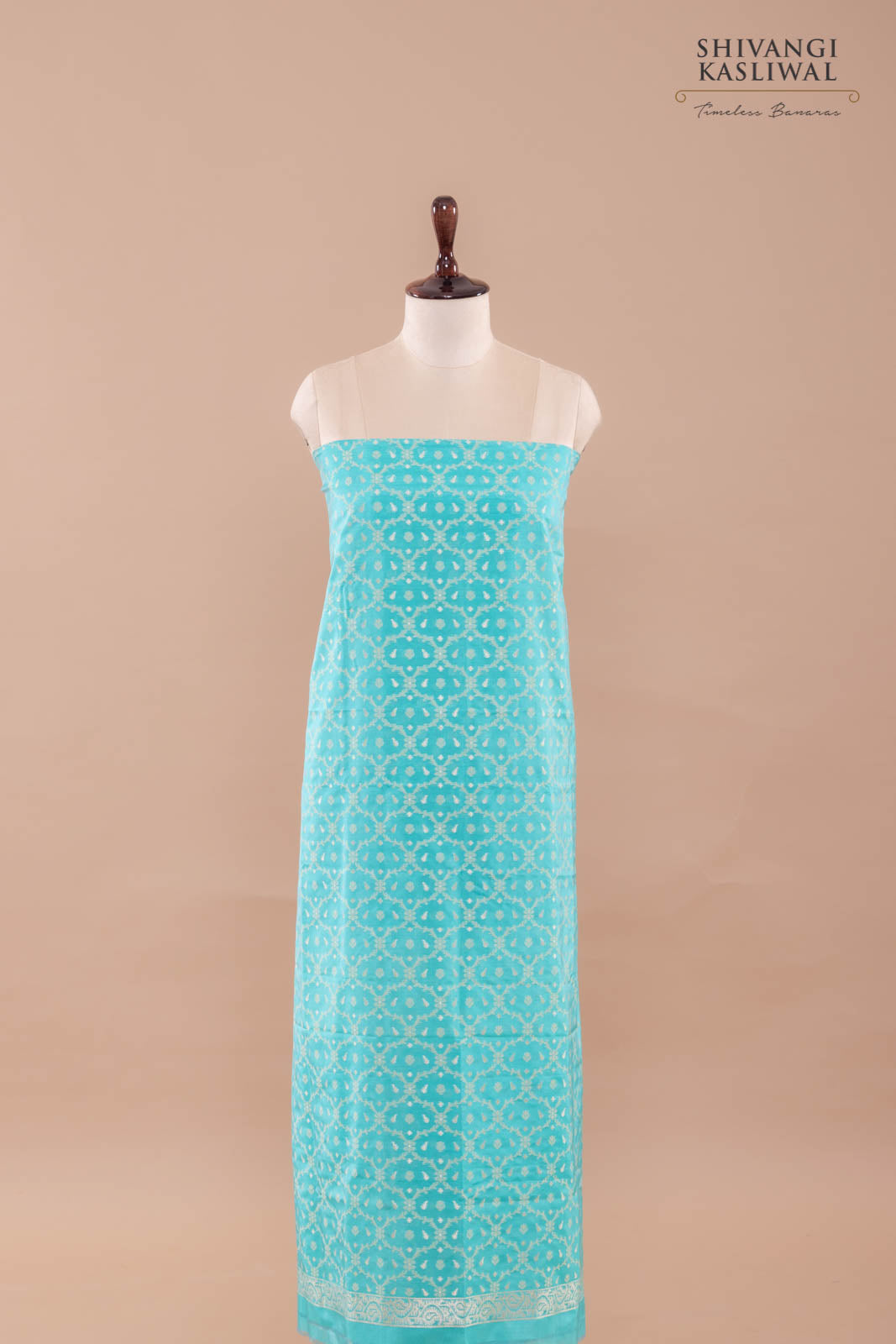 Turquoise Blue Handwoven Banarasi Silk Suit Piece