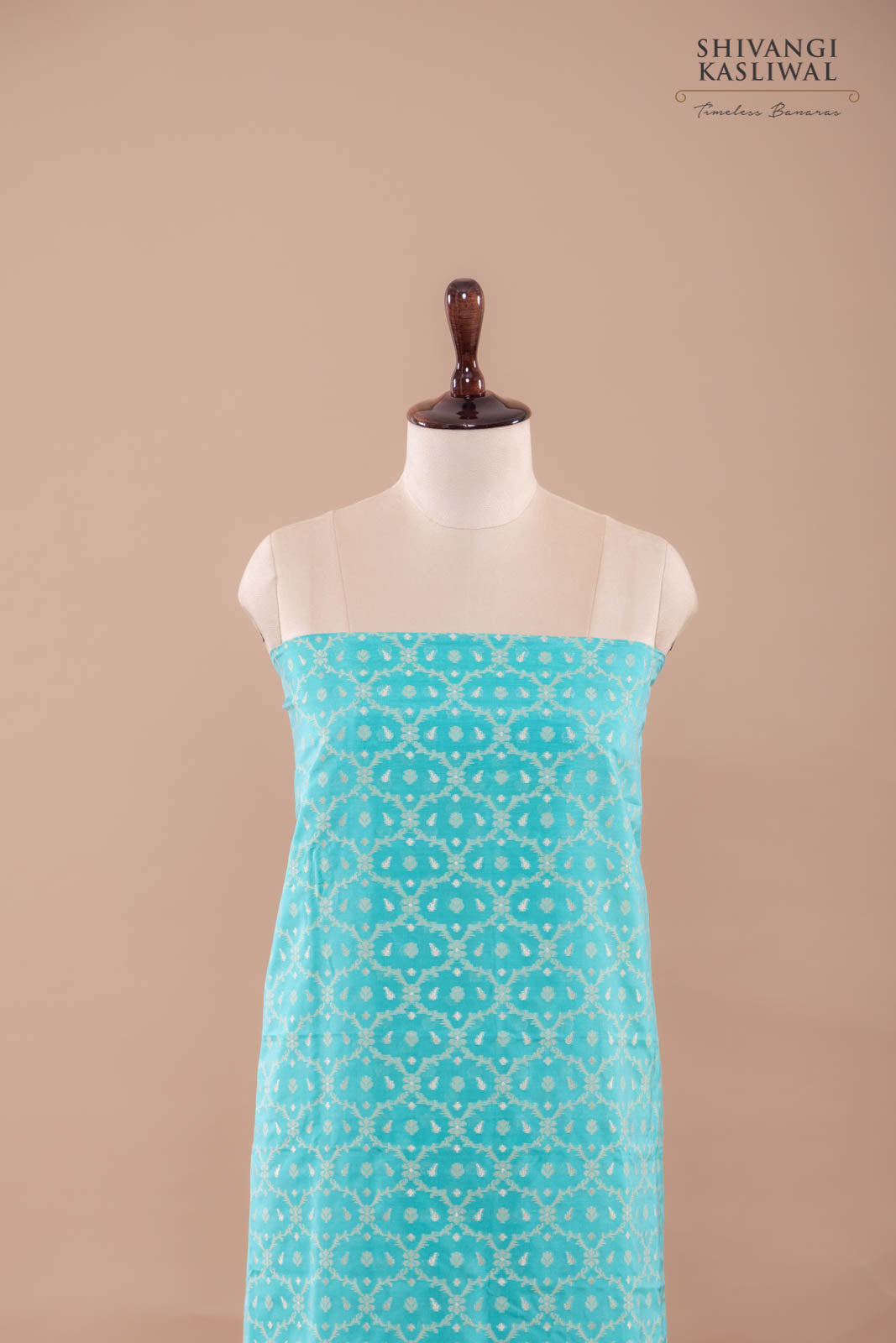Turquoise Blue Handwoven Banarasi Silk Suit Piece