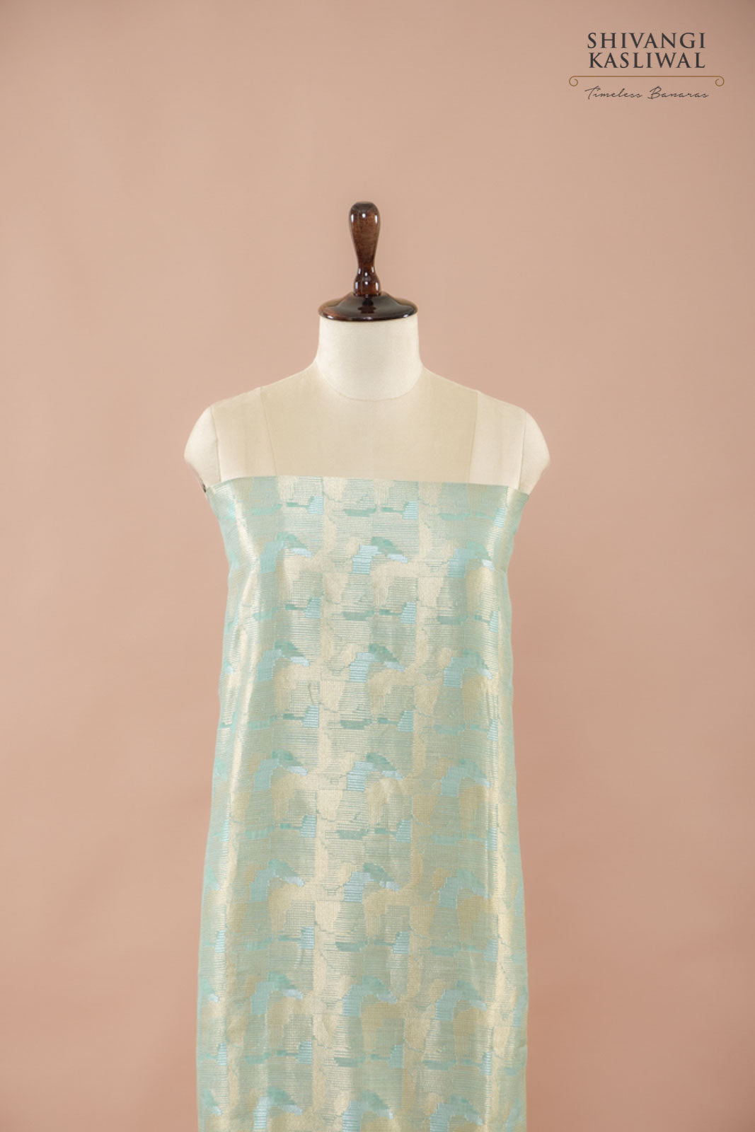 Powder Blue Handwoven Banarasi Chanderi Suit Piece