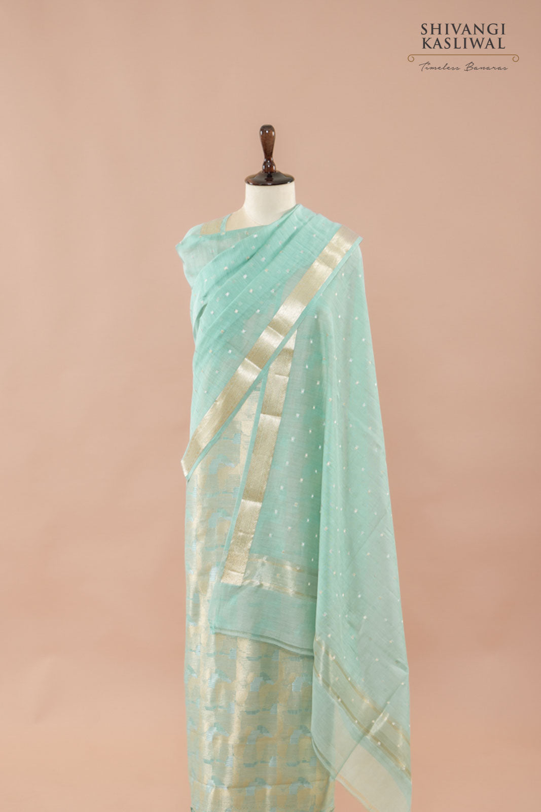 Powder Blue Handwoven Banarasi Chanderi Suit Piece