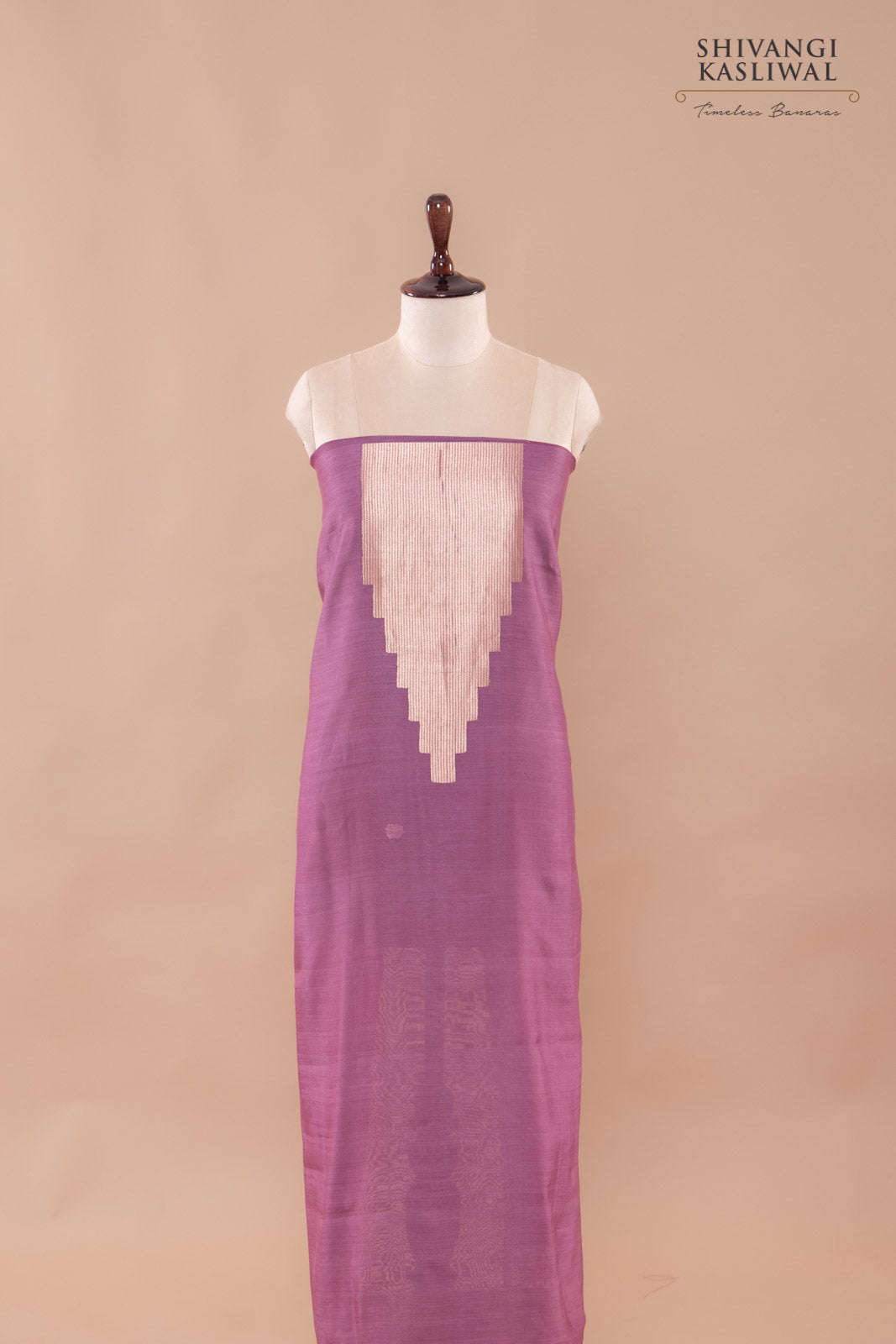 Onion Pink Handwoven Banarasi Chanderi Suit Piece