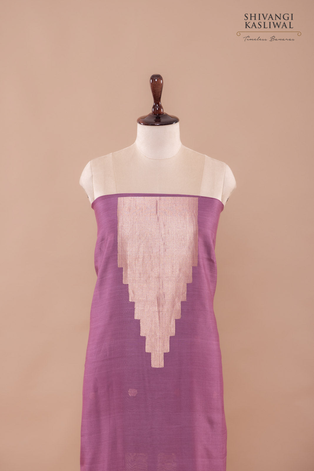 Onion Pink Handwoven Banarasi Chanderi Suit Piece
