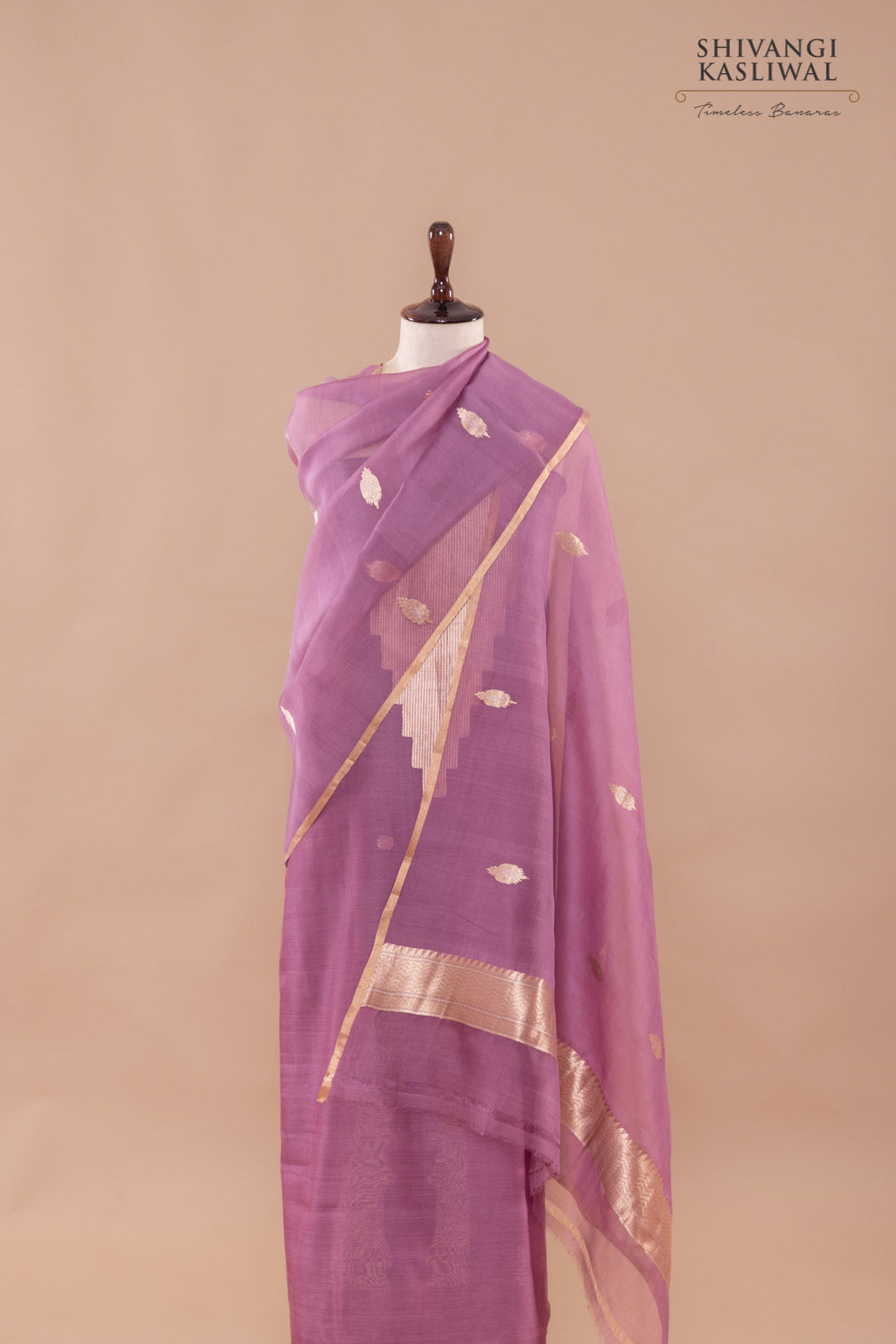 Onion Pink Handwoven Banarasi Chanderi Suit Piece