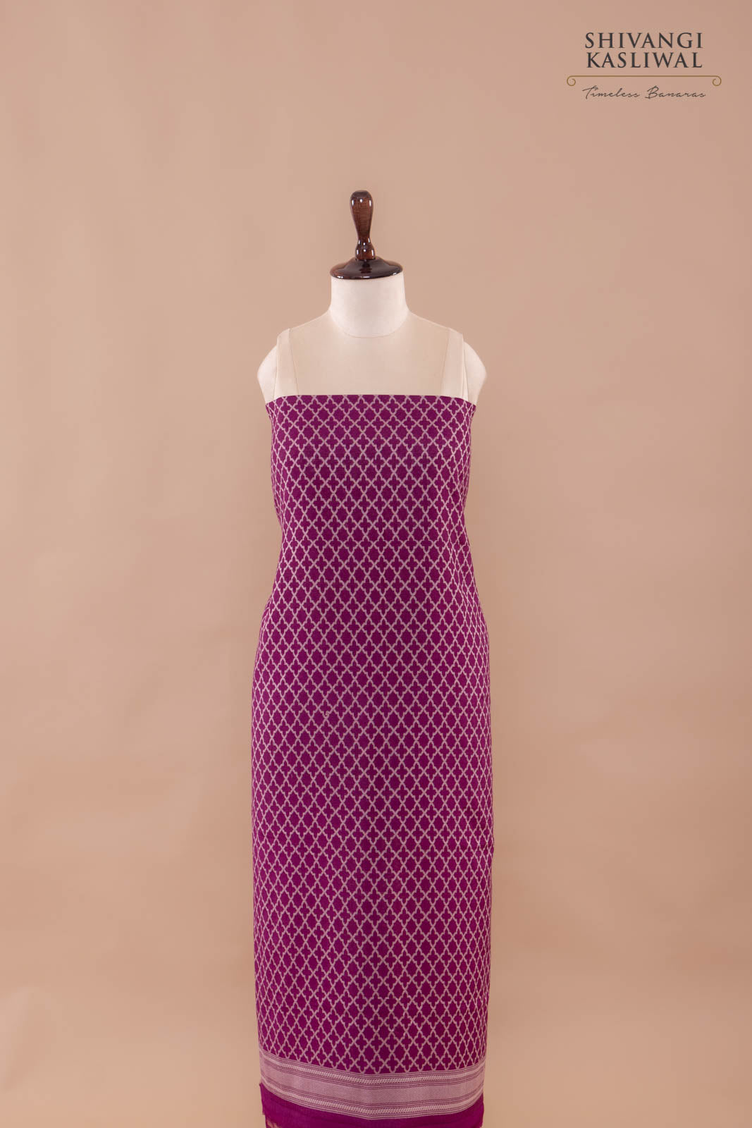 Pink Handwoven Banarasi Moonga Silk Suit Piece