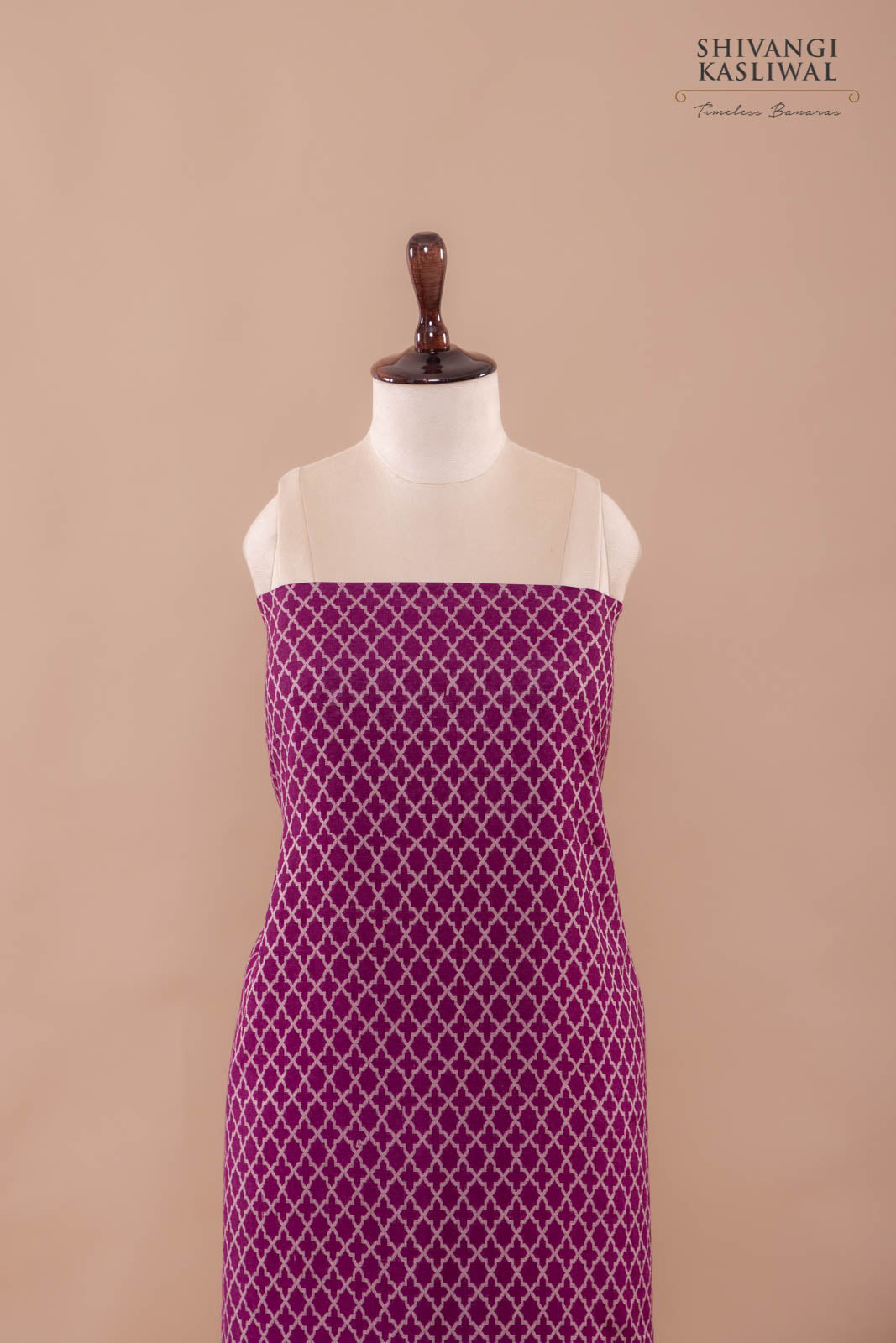 Pink Handwoven Banarasi Moonga Silk Suit Piece