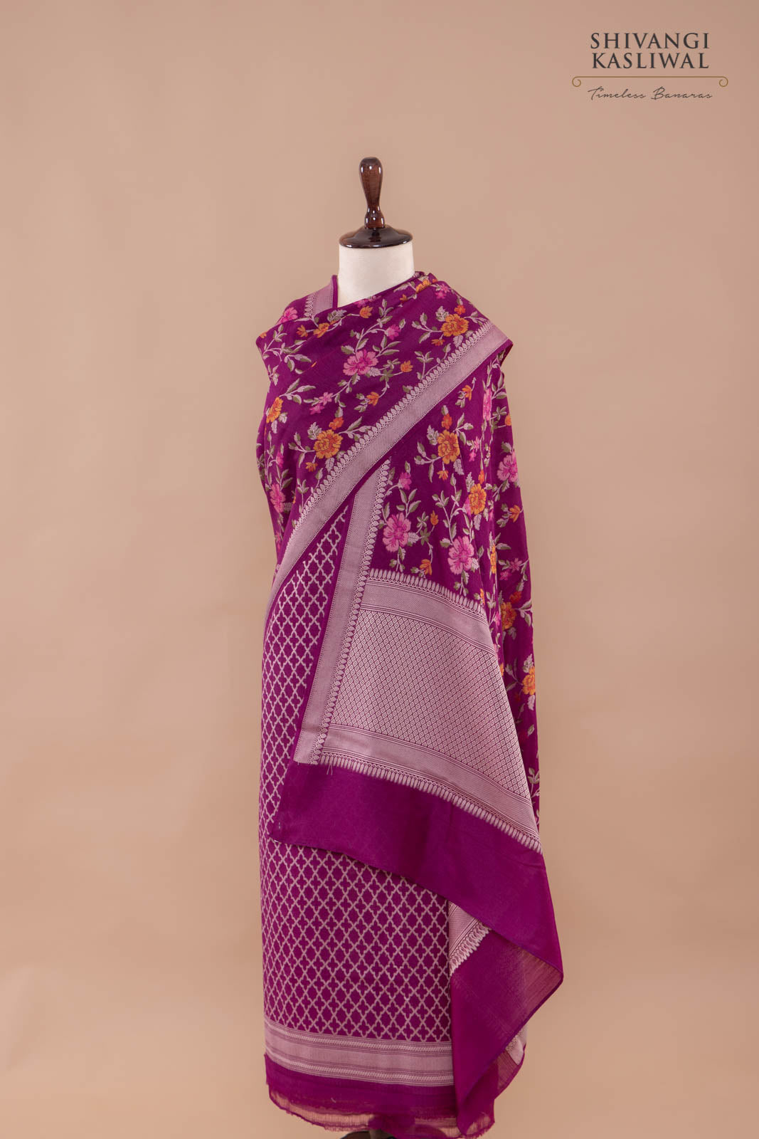 Pink Handwoven Banarasi Moonga Silk Suit Piece
