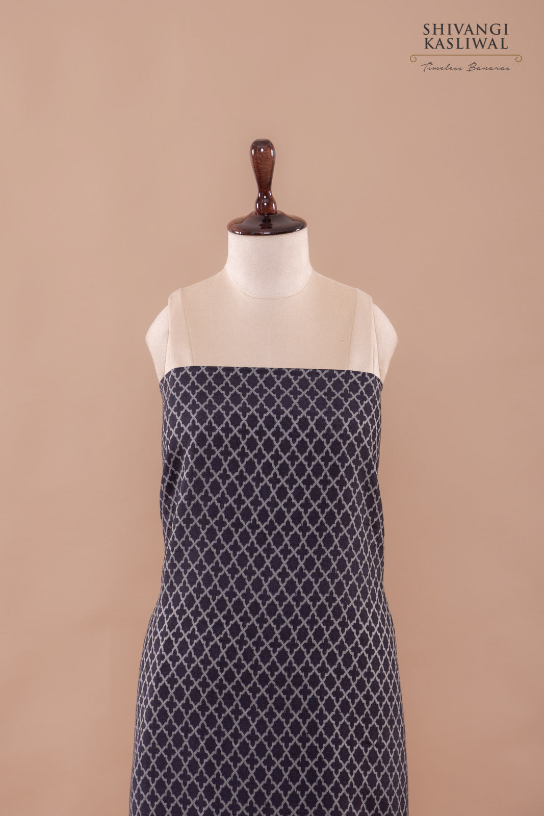 Black Handwoven Banarasi Moonga Silk Suit Piece