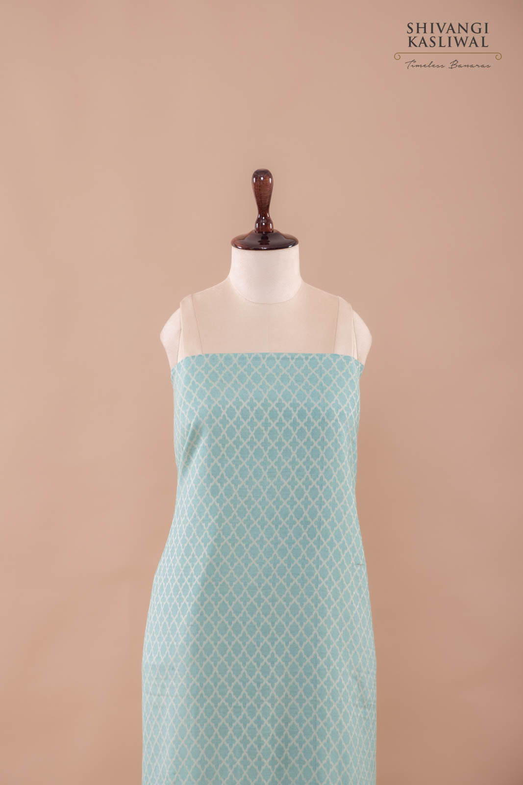 Powder Blue Handwoven Banarasi Moonga Silk Suit Piece