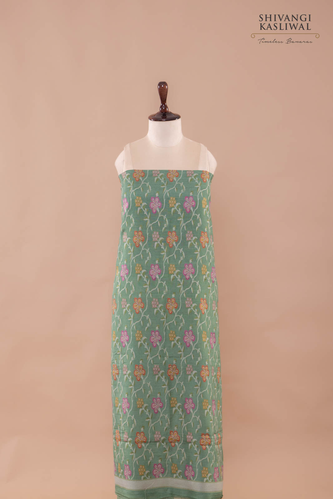 Green Handwoven Banarasi Moonga Silk Suit Piece