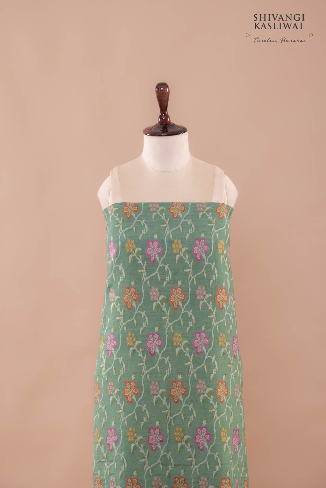 Green Handwoven Banarasi Moonga Silk Suit Piece