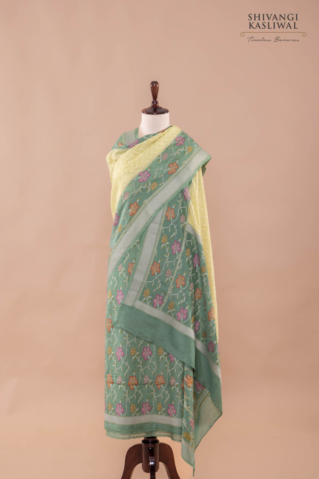 Green Handwoven Banarasi Moonga Silk Suit Piece