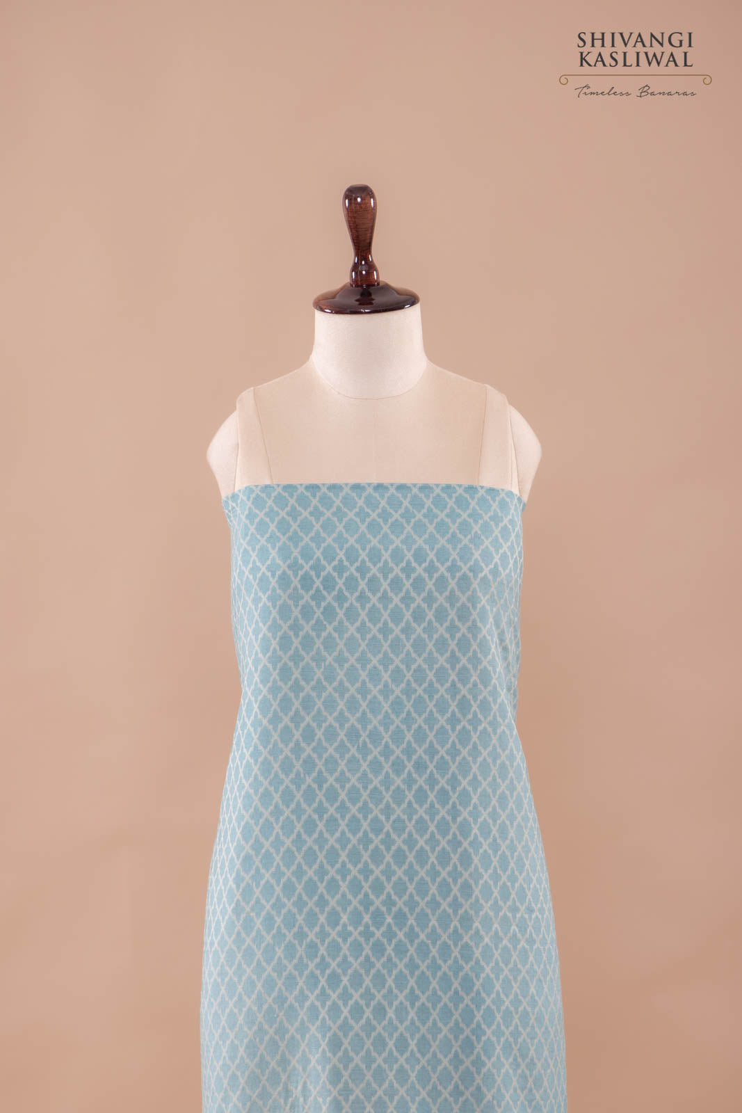 Powder Blue Handwoven Banarasi Moonga Silk Suit Piece