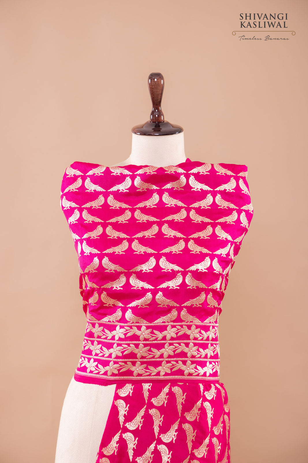 Fuchsia Pink Handwoven Banarasi Silk Dupatta