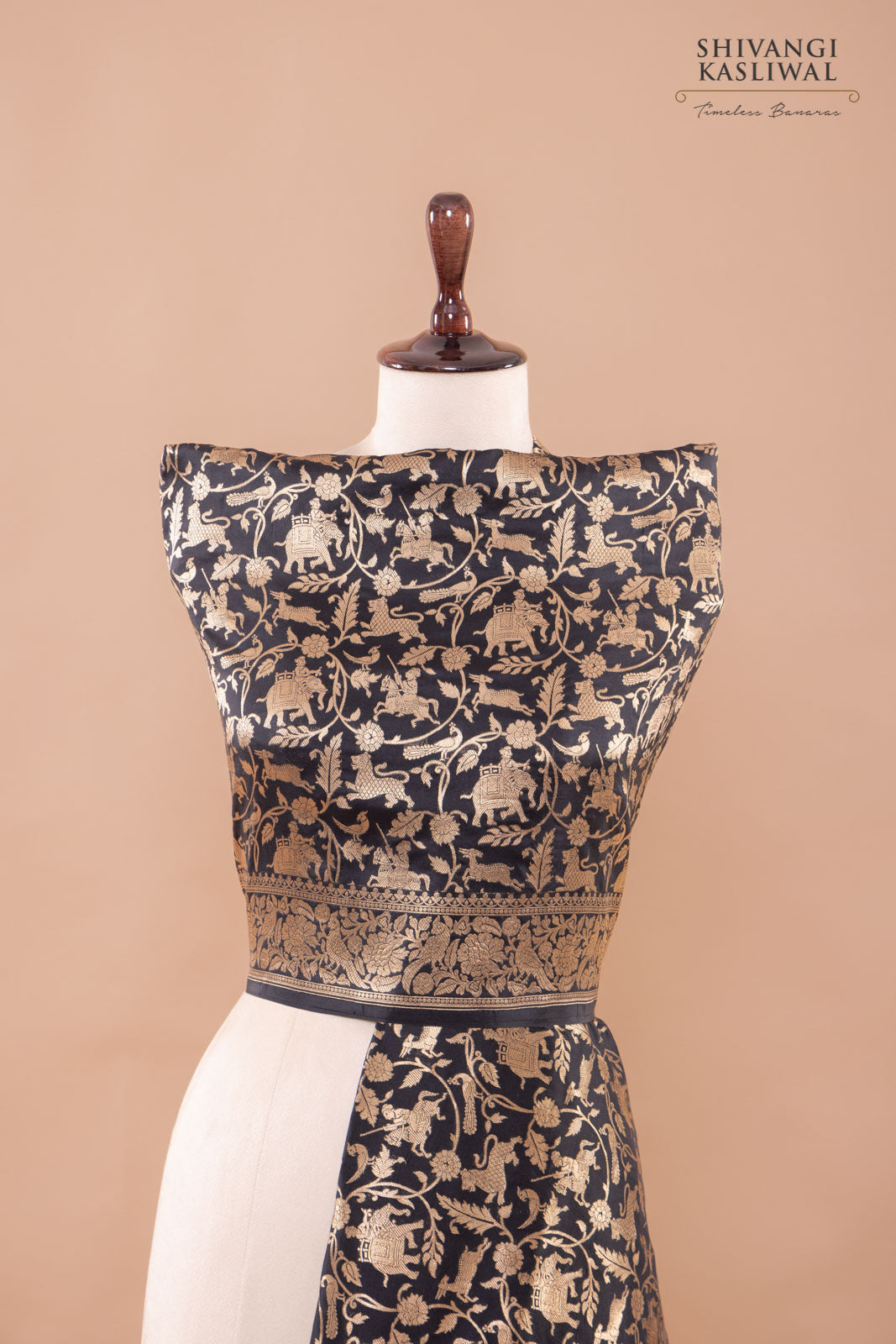 Black Handwoven Banarasi Silk Dupatta