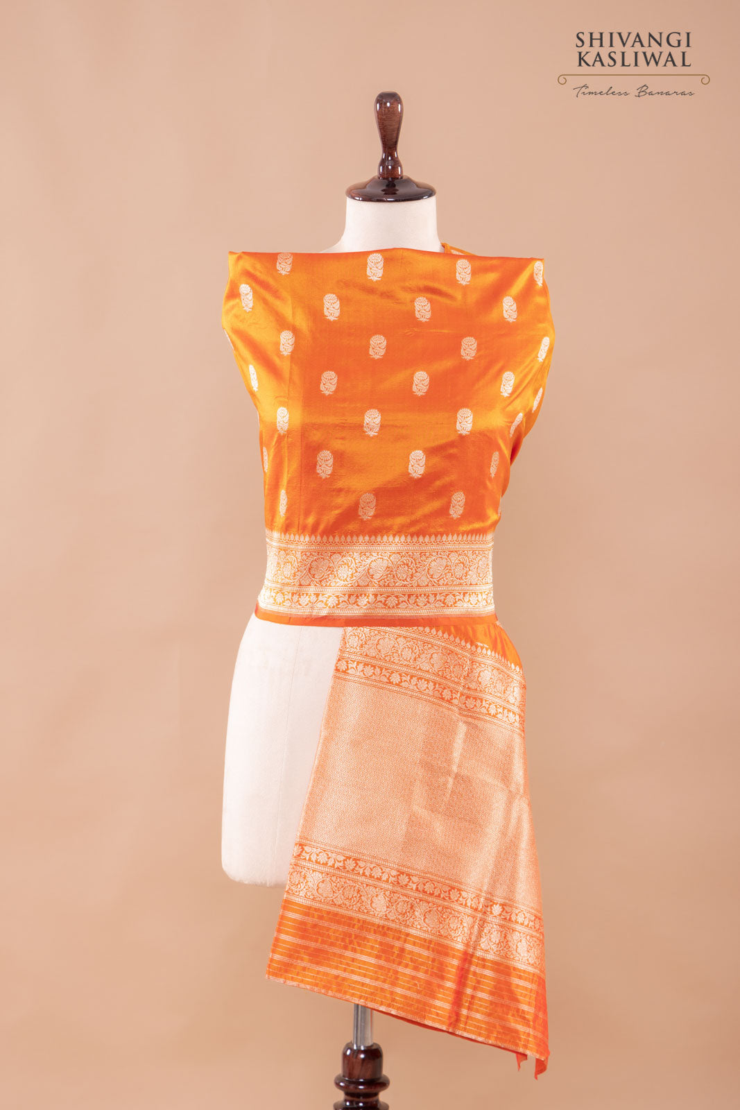 Orange Handwoven Banarasi Silk Dupatta