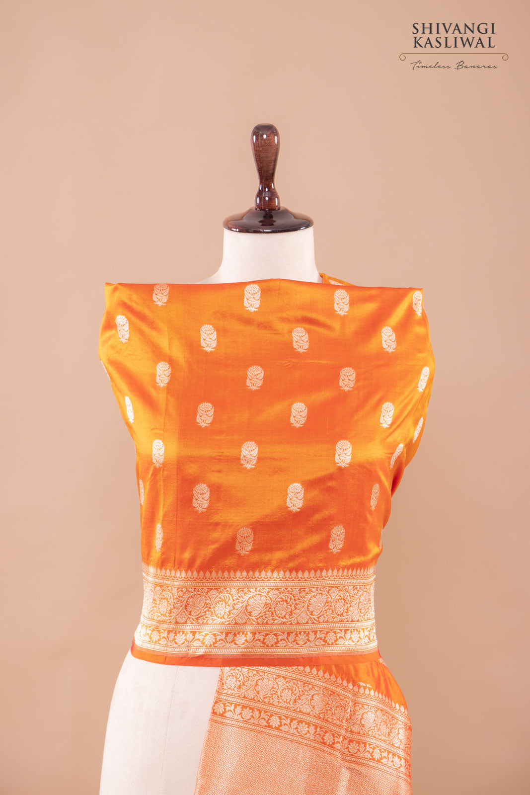 Orange Handwoven Banarasi Silk Dupatta