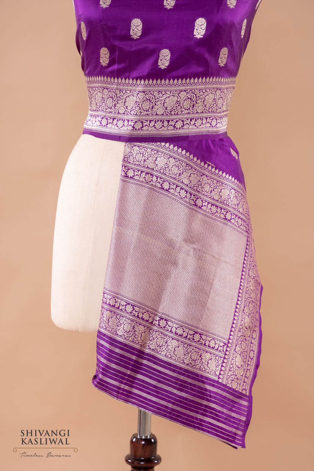Magenta Purple Handwoven Banarasi Silk Dupatta