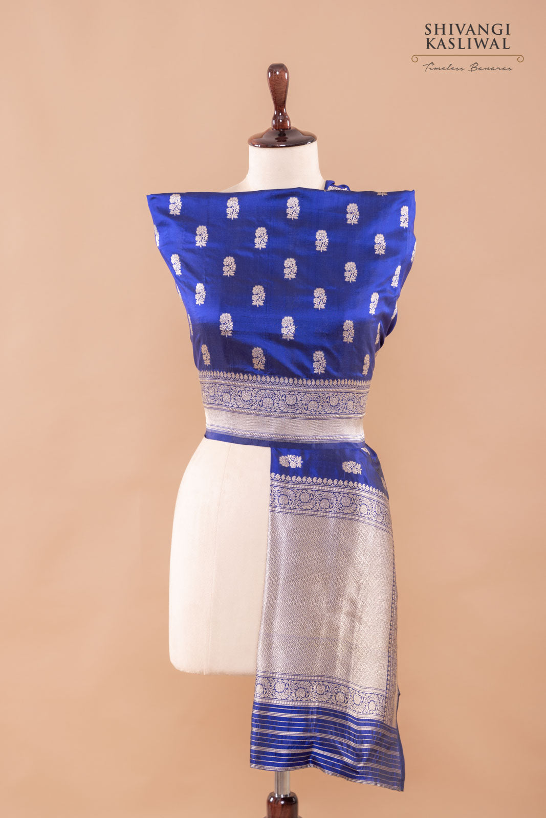 Royal Blue Handwoven Banarasi Silk Dupatta