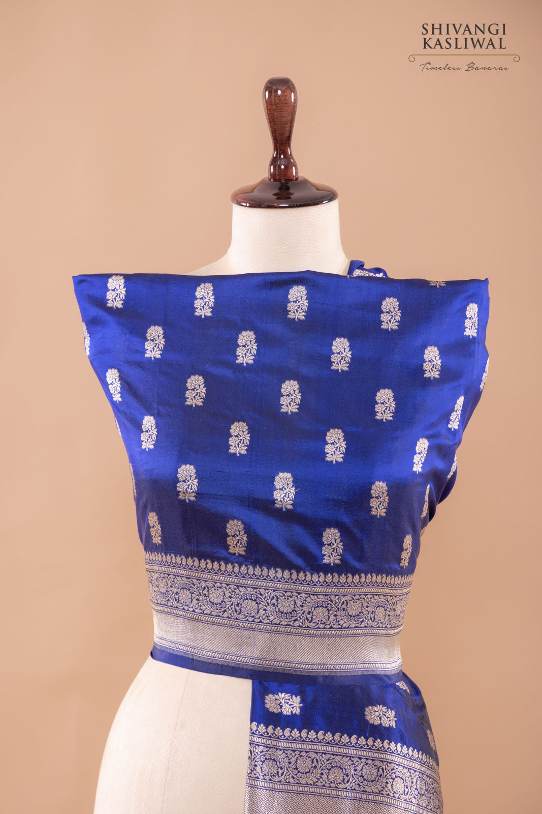 Royal Blue Handwoven Banarasi Silk Dupatta