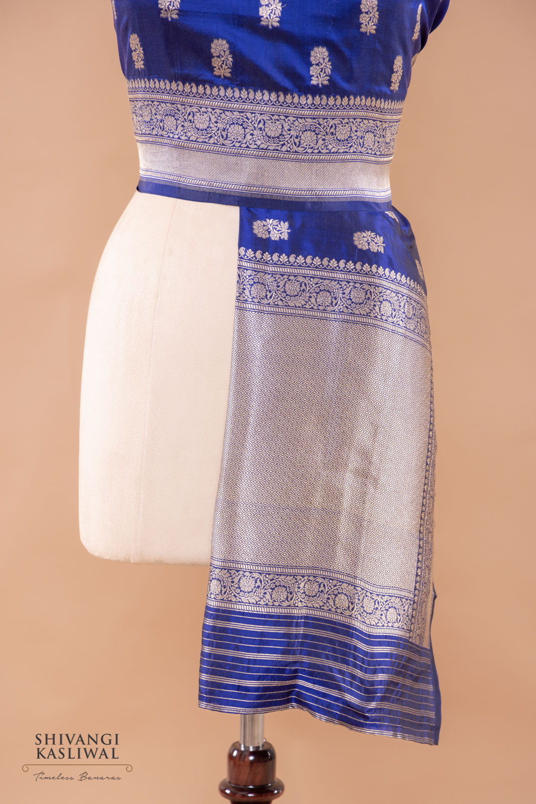 Royal Blue Handwoven Banarasi Silk Dupatta