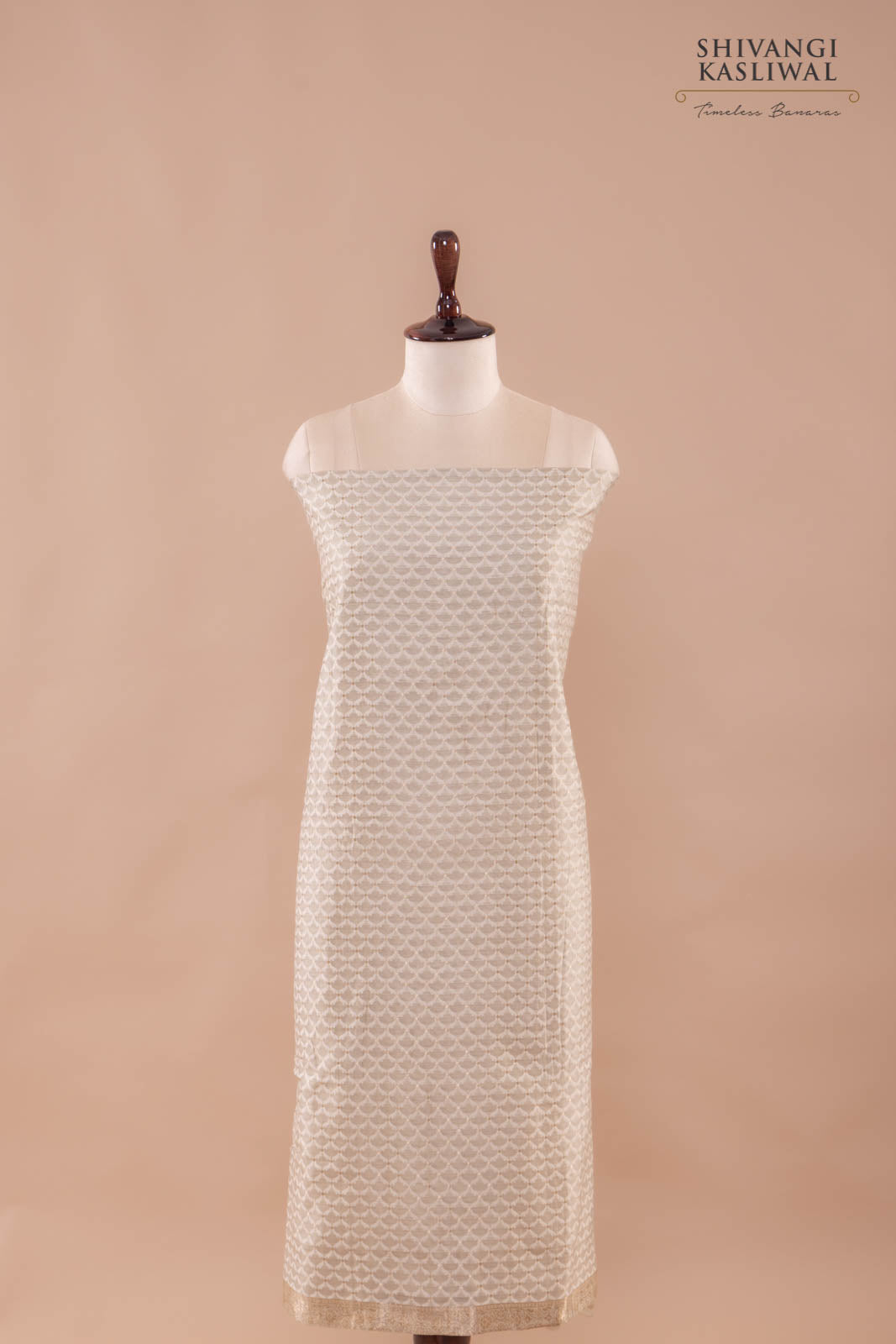 Grey Handwoven Banarasi Chanderi Suit Piece