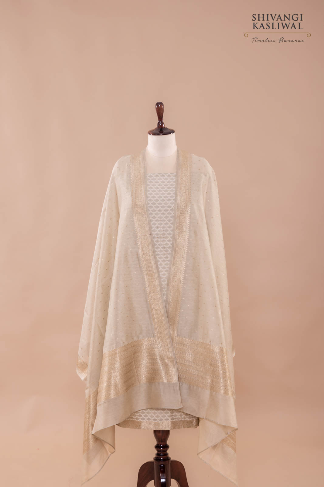 Grey Handwoven Banarasi Chanderi Suit Piece