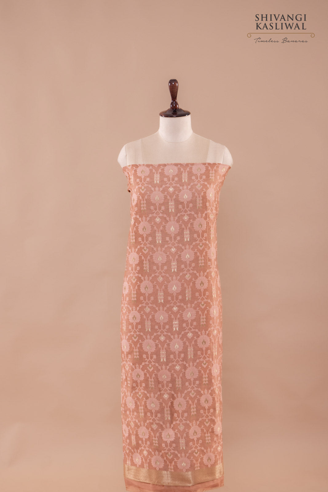 Light Brown Handwoven Banarasi Chanderi Suit Piece
