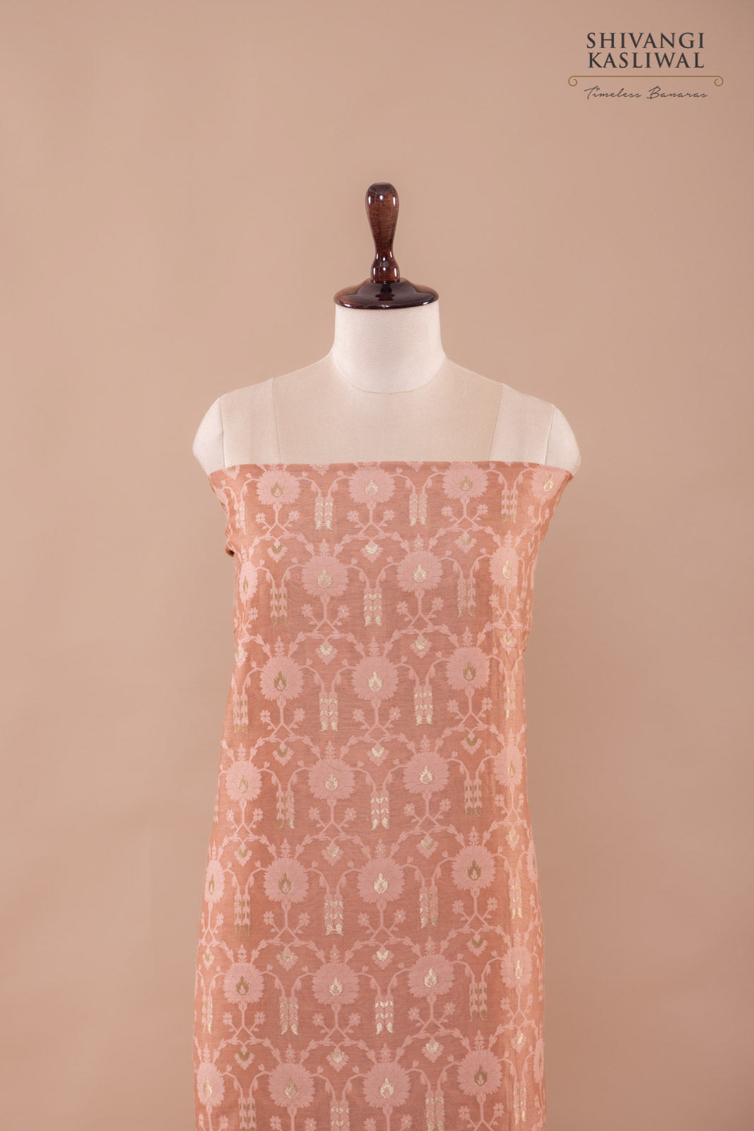 Light Brown Handwoven Banarasi Chanderi Suit Piece