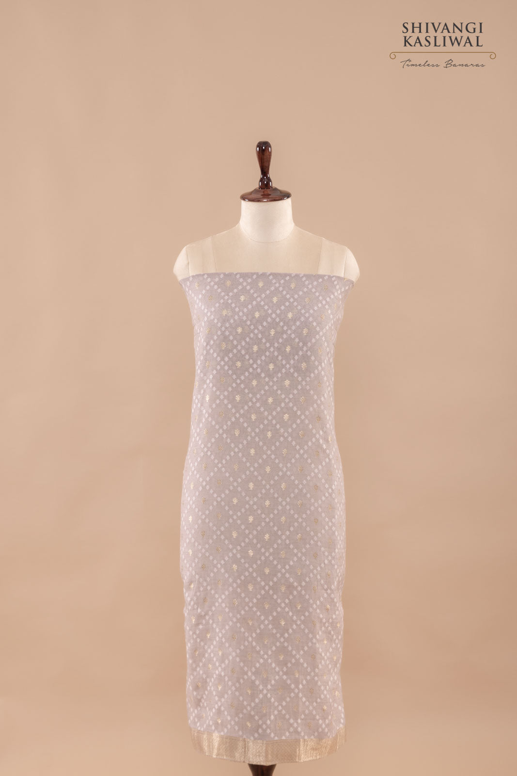 Grey Handwoven Banarasi Chanderi Suit Piece