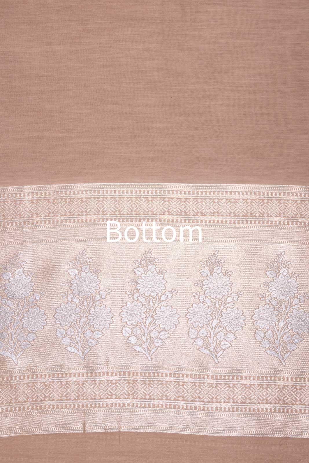 Beige Handwoven Banarasi Chanderi Suit Piece