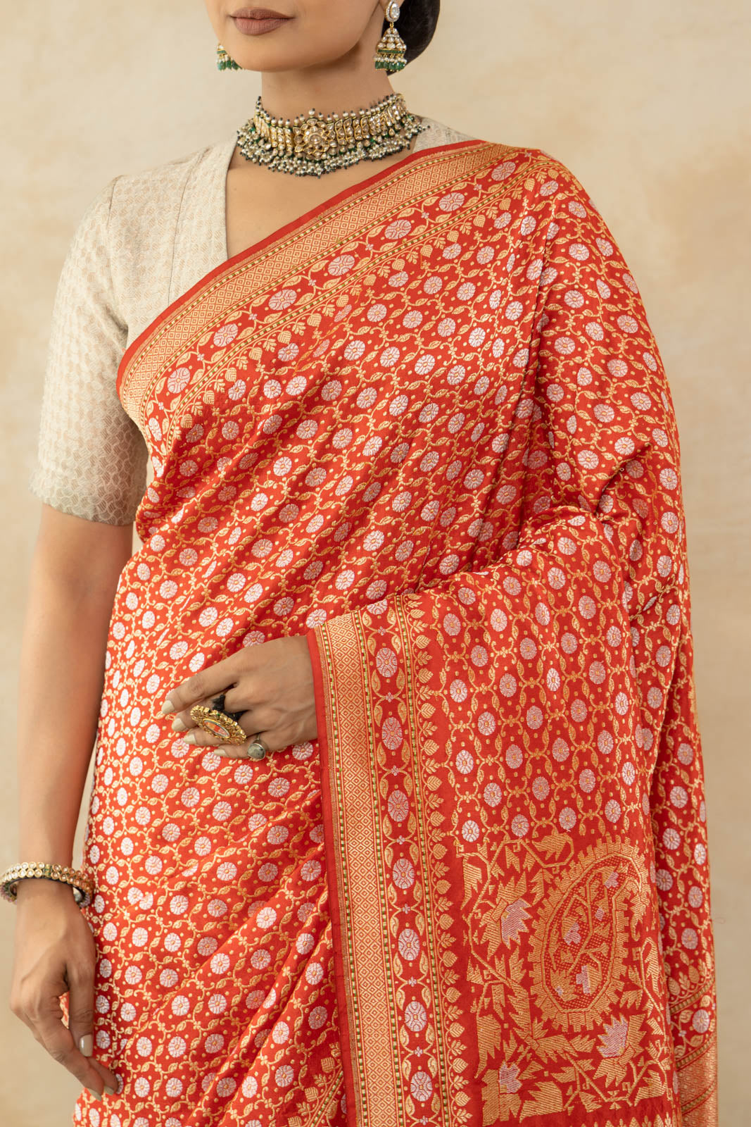 Red Handwoven Banarasi Real Zari Saree