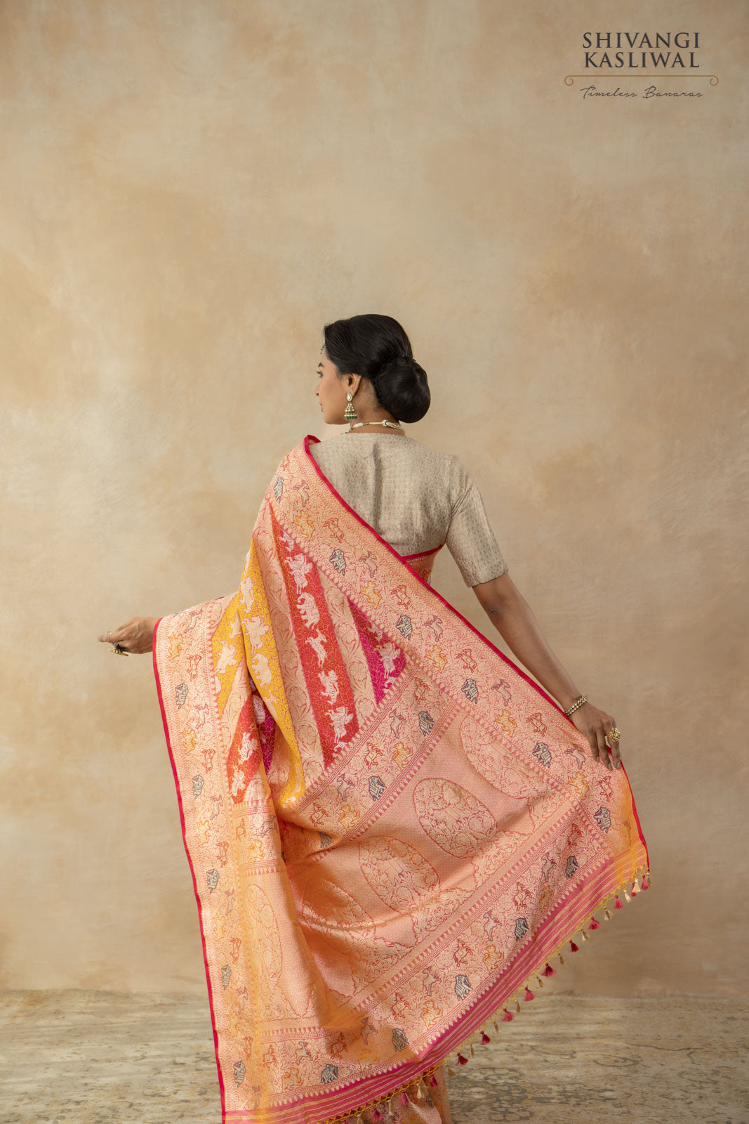 Multicolor Rangkat Handwoven Banarasi Kadhua Silk Saree
