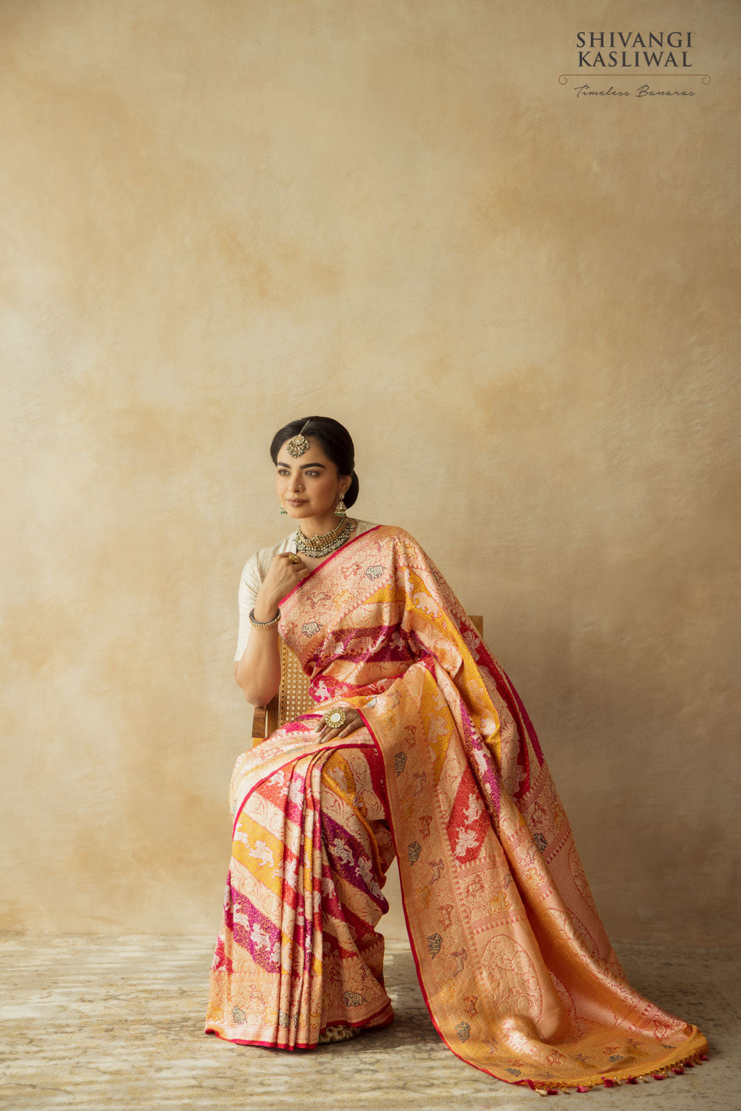 Multicolor Rangkat Handwoven Banarasi Kadhua Silk Saree