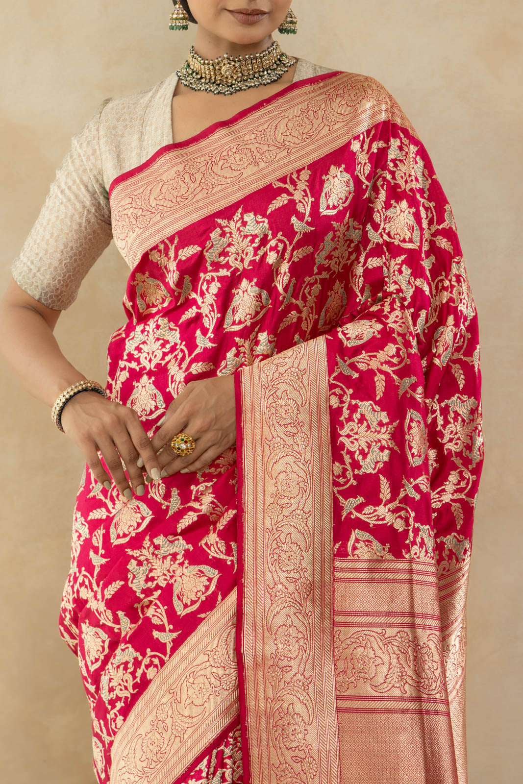 Pink Dual Tone Handwoven Banarasi Kadhua Silk Saree