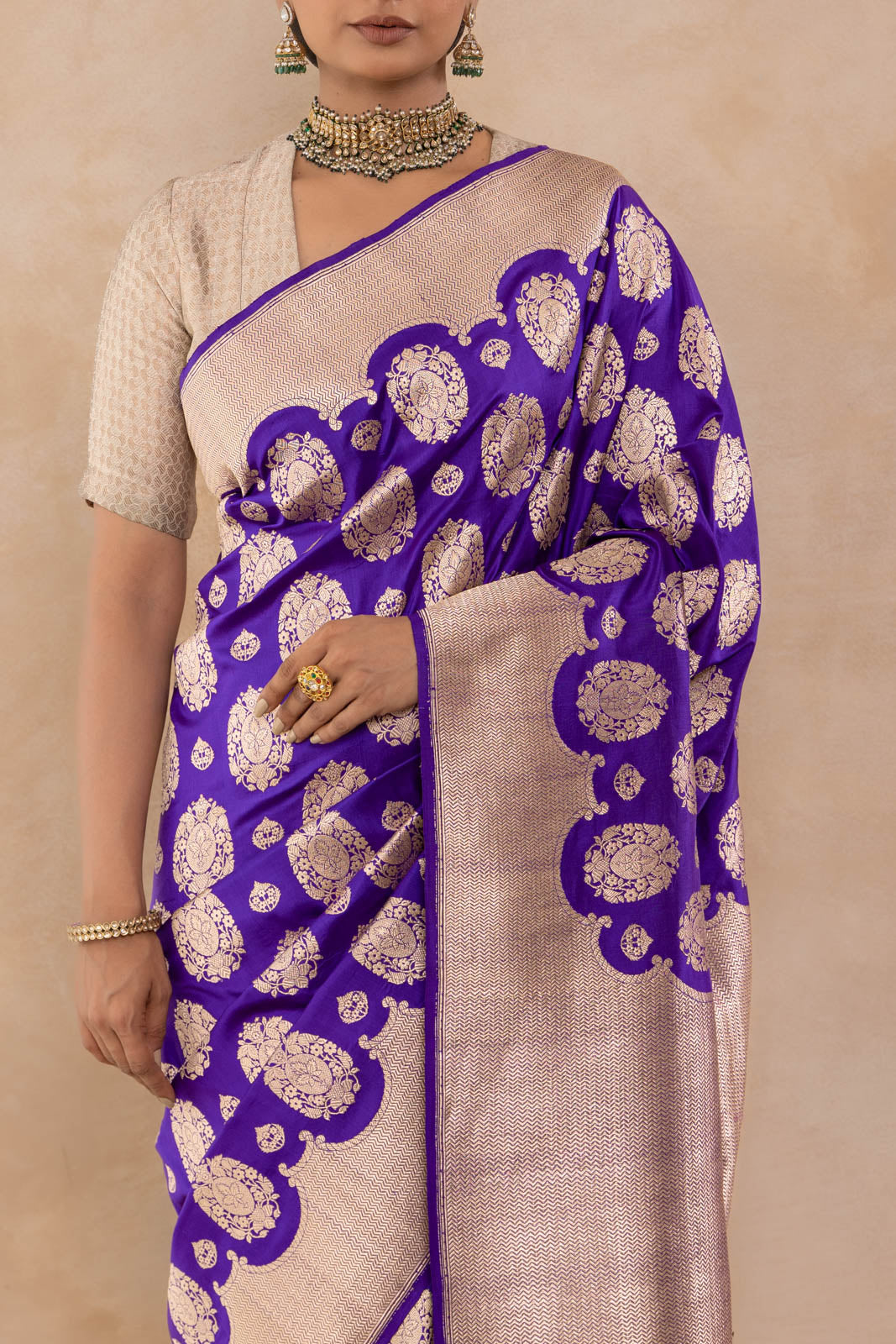 Purple Handwoven Banarasi Kadhua Silk Saree