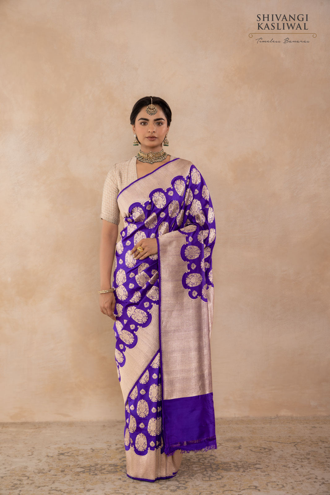 Purple Handwoven Banarasi Kadhua Silk Saree