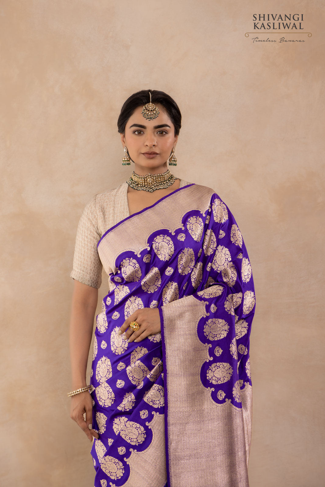 Purple Handwoven Banarasi Kadhua Silk Saree