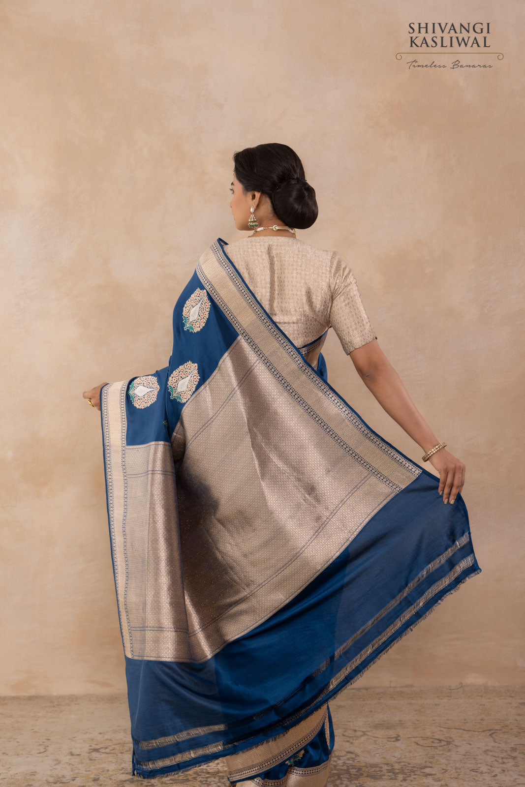 Peacock Blue Handwoven Banarasi Kadhua Silk Saree