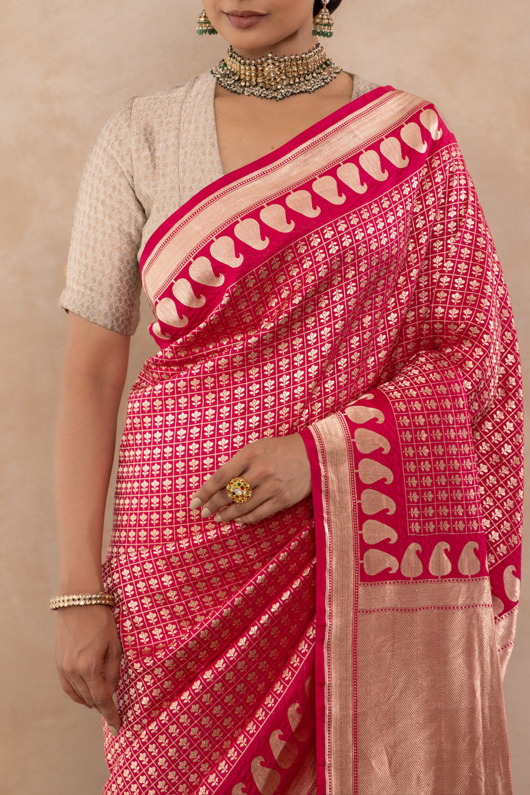 Pink Dual Tone Handwoven Banarasi Silk Saree