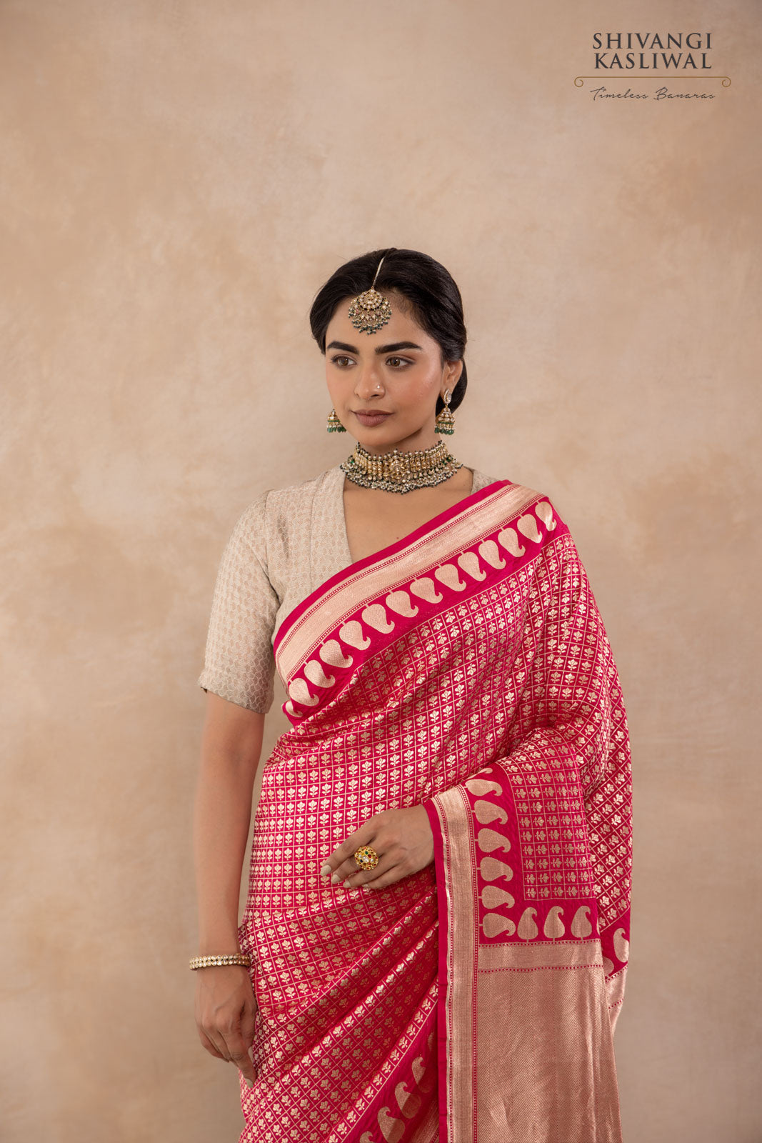Pink Dual Tone Handwoven Banarasi Silk Saree