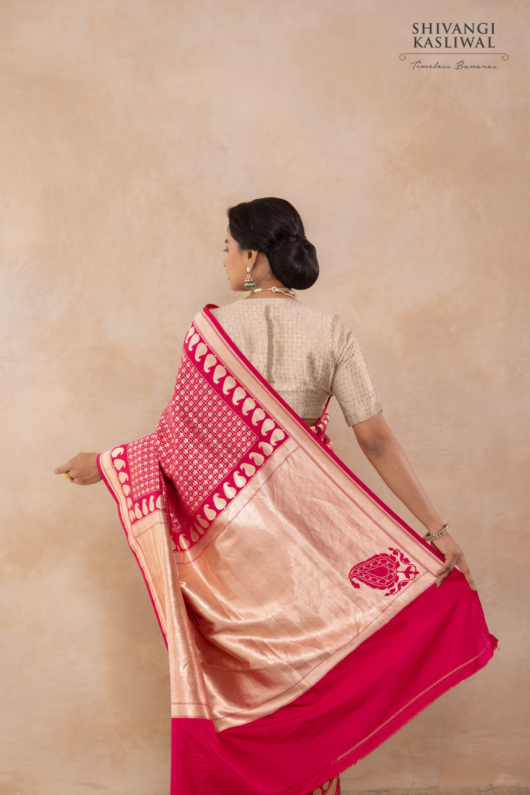 Pink Dual Tone Handwoven Banarasi Silk Saree