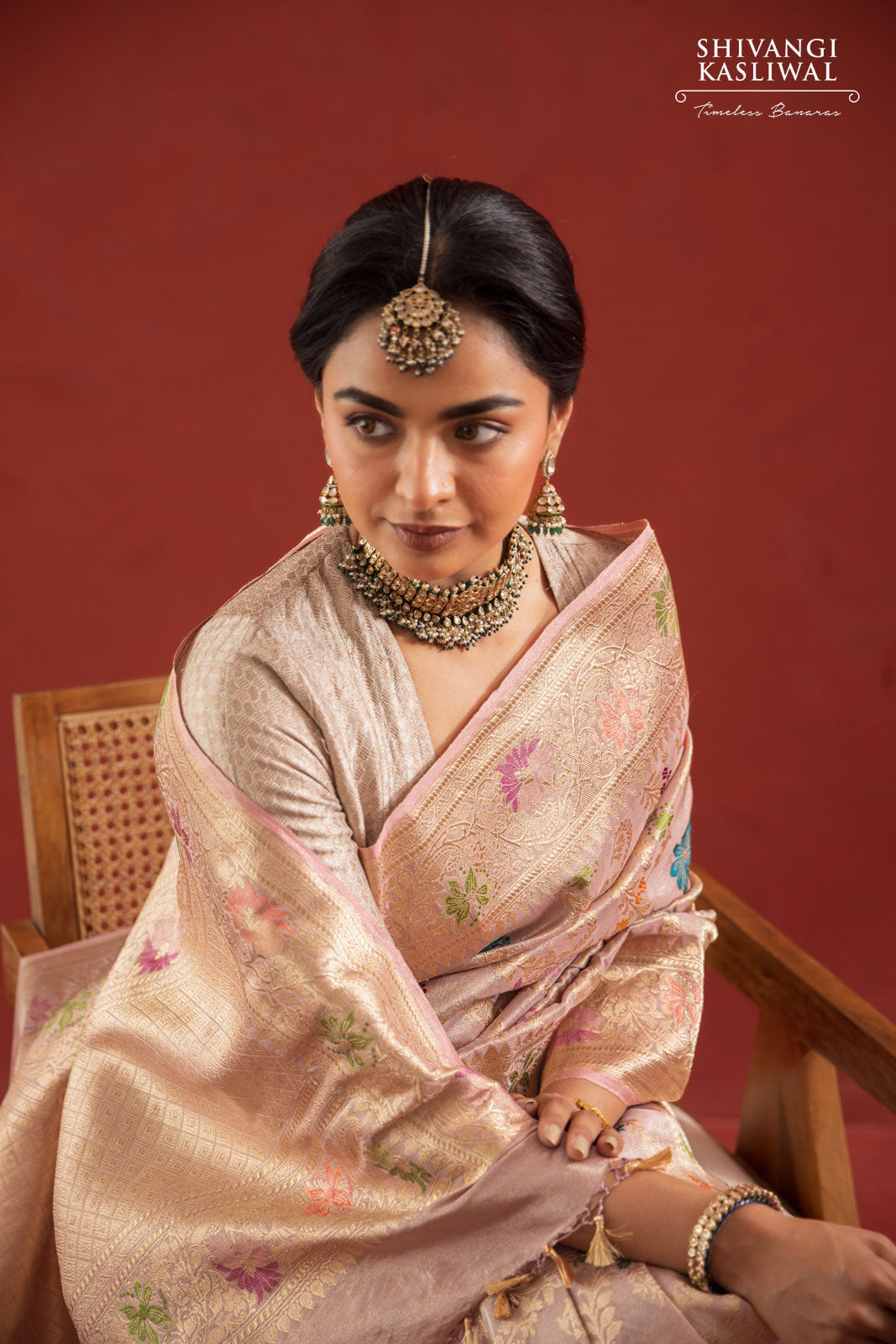 Baby Pink Handwoven Banarasi Kadhua Silk Tissue Saree