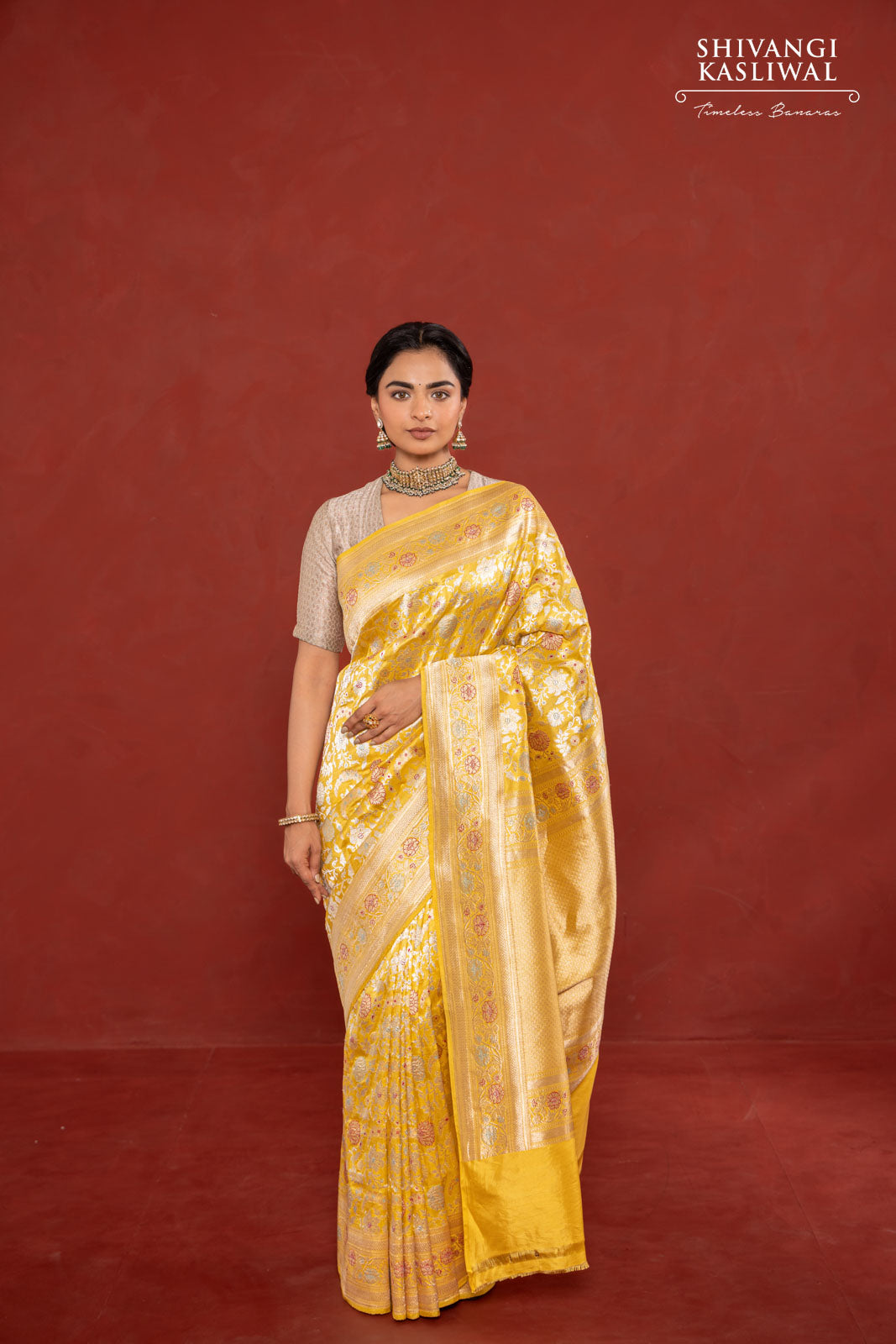 Yellow Handwoven Banarasi Kadhua Silk Saree