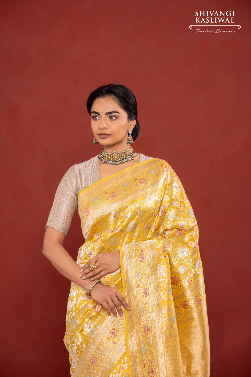 Yellow Handwoven Banarasi Kadhua Silk Saree
