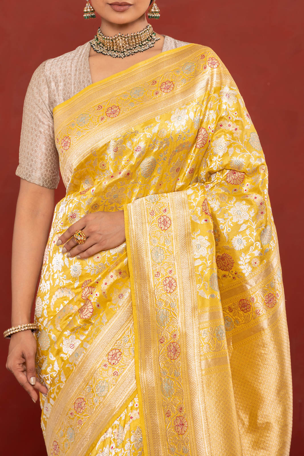 Yellow Handwoven Banarasi Kadhua Silk Saree