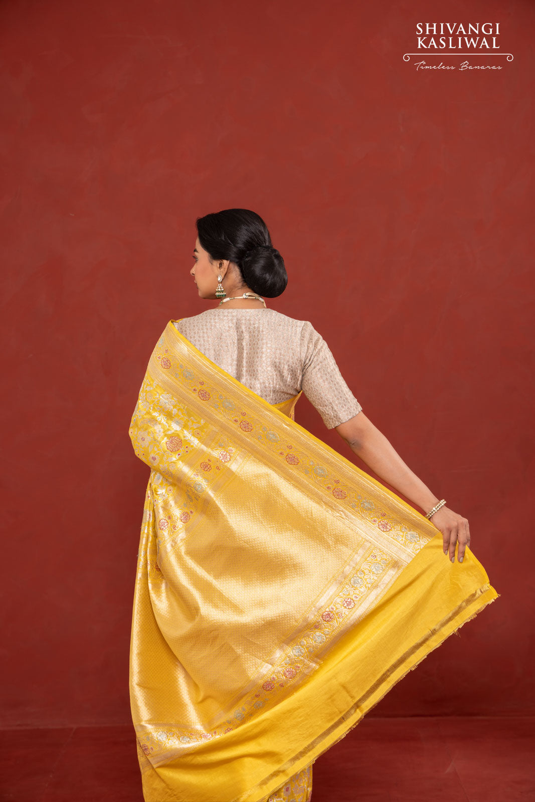 Yellow Handwoven Banarasi Kadhua Silk Saree
